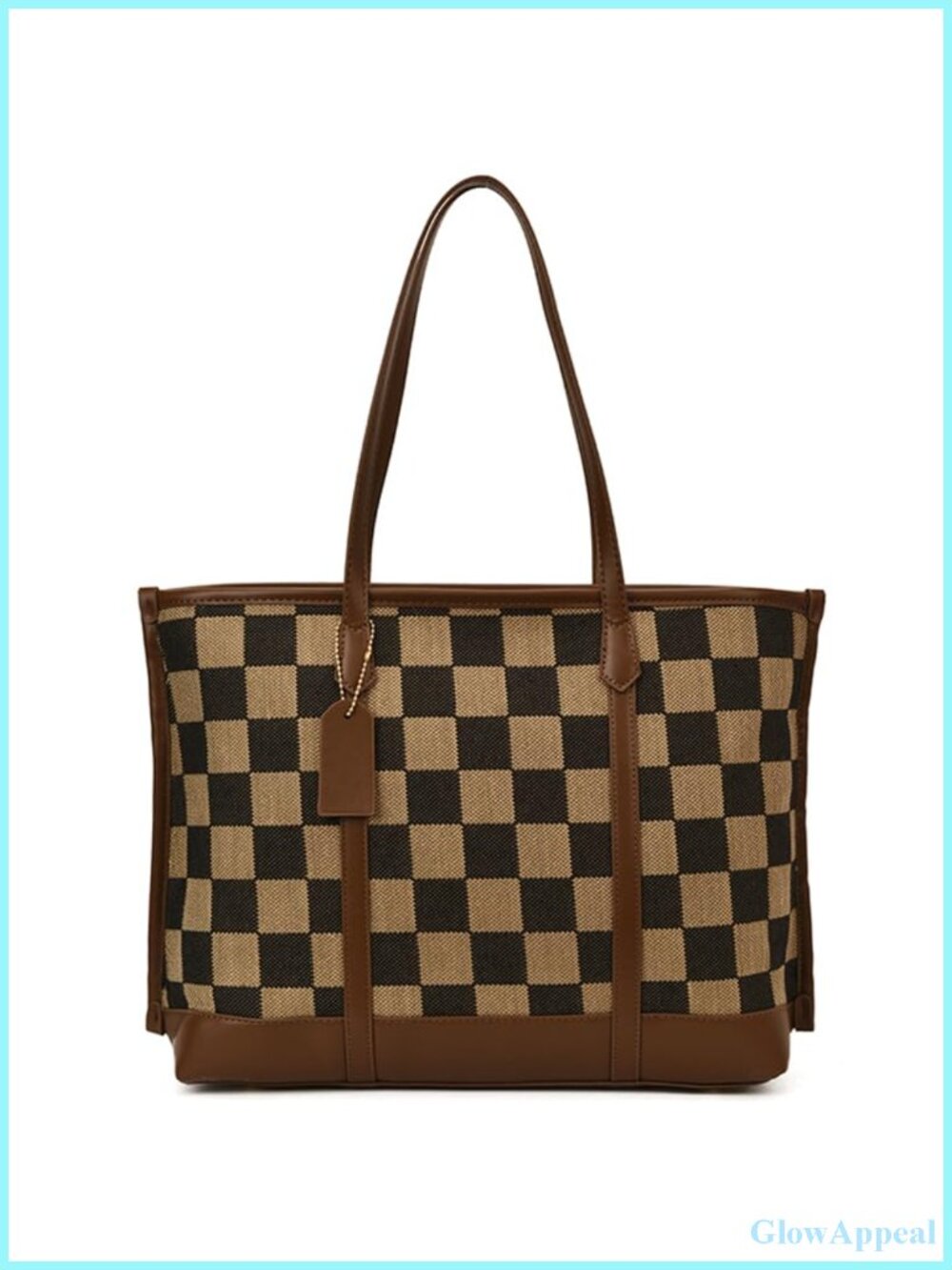 Canvas Checkered Tote Bag Women Work Travel College Shoulder Handbag